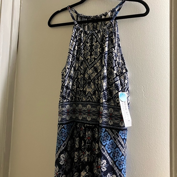 London Collection Dresses & Skirts - London Style Collection Blue and White Halter Dress size 14 NWT Maxi Length